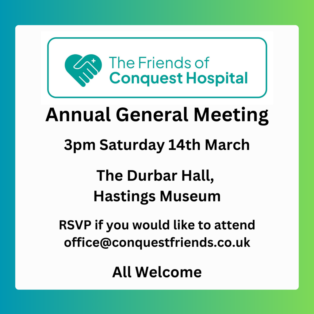 Annual General Meeting 3pm Saturday 14th March The Durbar Hall, Hastings Museum RSVP if you would like to attend office@conquestfriends.co.uk All Welcome