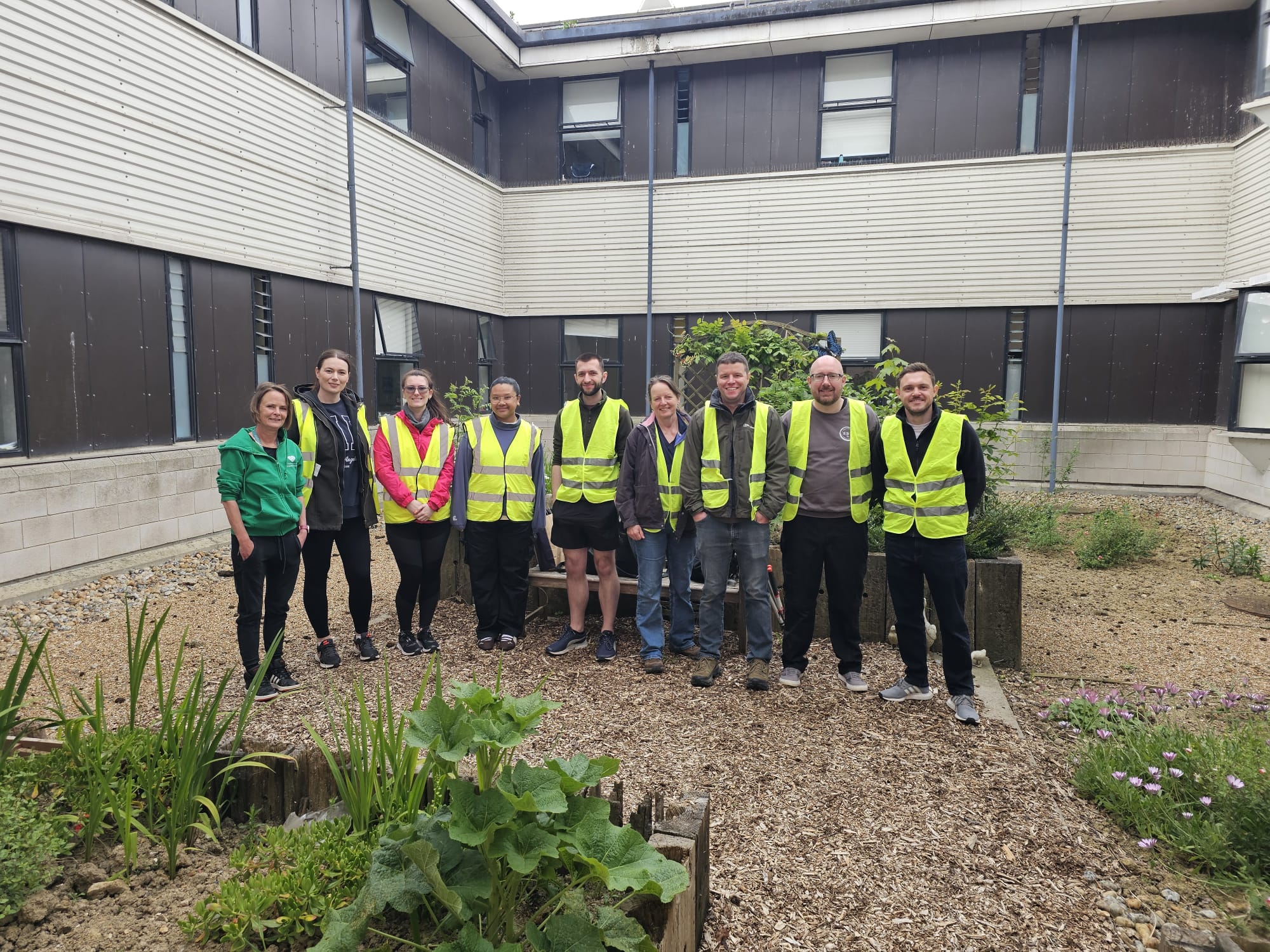 Ashdown Hurrey Volunteers refresh one of the Hospital Courtyards